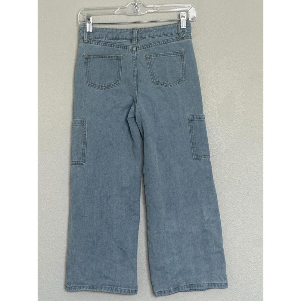 Girls Soho Blue Denim Jeans Pants With Side Pockets‎ and Daisies size 10 - Picture 2 of 11